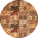 Round Machine Washable Southwestern Orange Country Area Rugs, wshabs525org