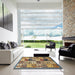 Square Machine Washable Abstract Bakers Brown Rug in a Living Room, wshabs525