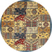 Round Abstract Bakers Brown Southwestern Rug, abs525