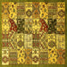 Square Machine Washable Southwestern Yellow Country Rug, wshabs525yw