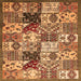 Square Machine Washable Southwestern Orange Country Area Rugs, wshabs525org