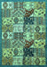 Machine Washable Southwestern Turquoise Country Area Rugs, wshabs525turq