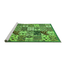 Sideview of Machine Washable Southwestern Green Country Area Rugs, wshabs525grn