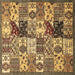 Square Machine Washable Southwestern Brown Country Rug, wshabs525brn