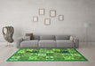 Machine Washable Southwestern Green Country Area Rugs in a Living Room,, wshabs525grn
