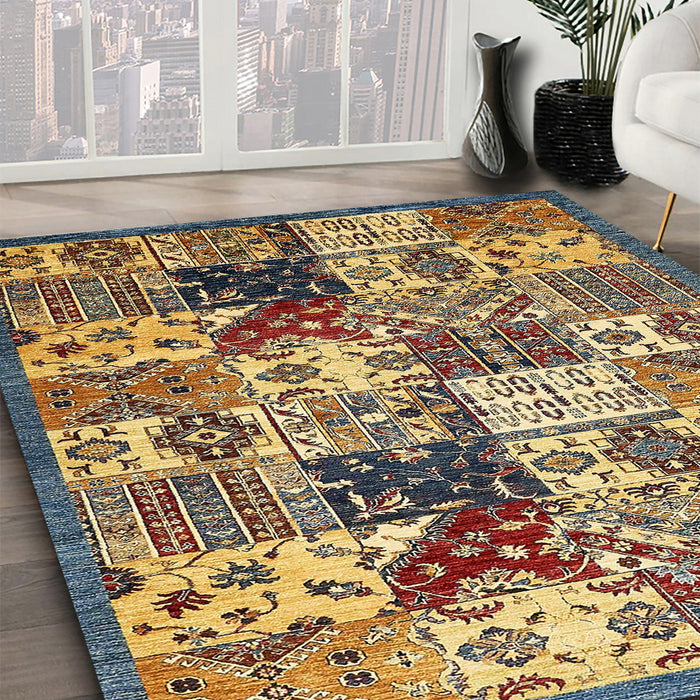 Machine Washable Abstract Bakers Brown Rug in a Family Room, wshabs525