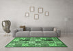 Machine Washable Southwestern Emerald Green Country Area Rugs in a Living Room,, wshabs525emgrn