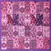 Square Machine Washable Southwestern Pink Country Rug, wshabs525pnk