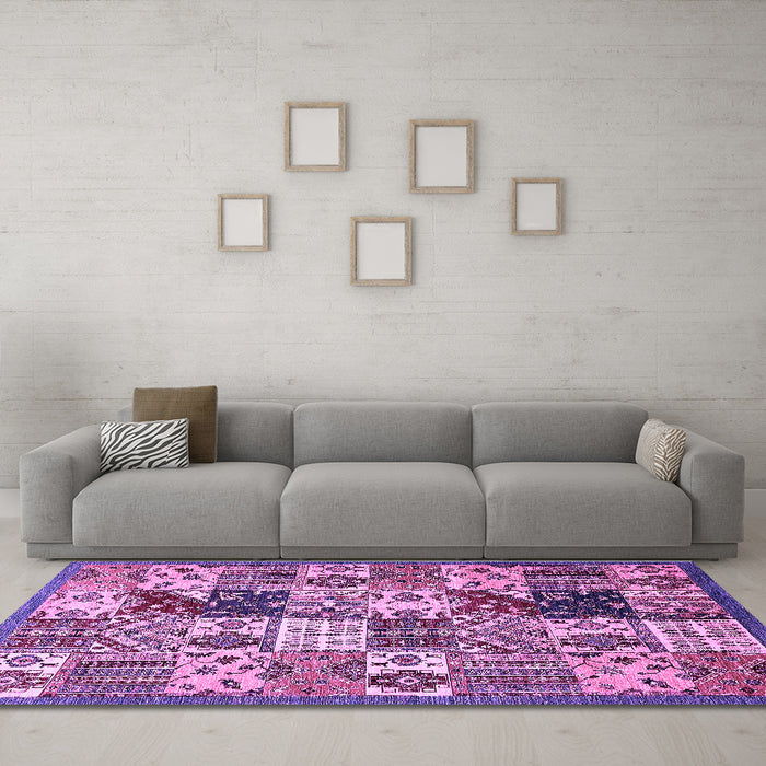 Machine Washable Southwestern Purple Country Area Rugs in a Living Room, wshabs525pur