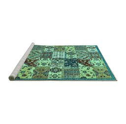 Sideview of Machine Washable Southwestern Turquoise Country Area Rugs, wshabs525turq