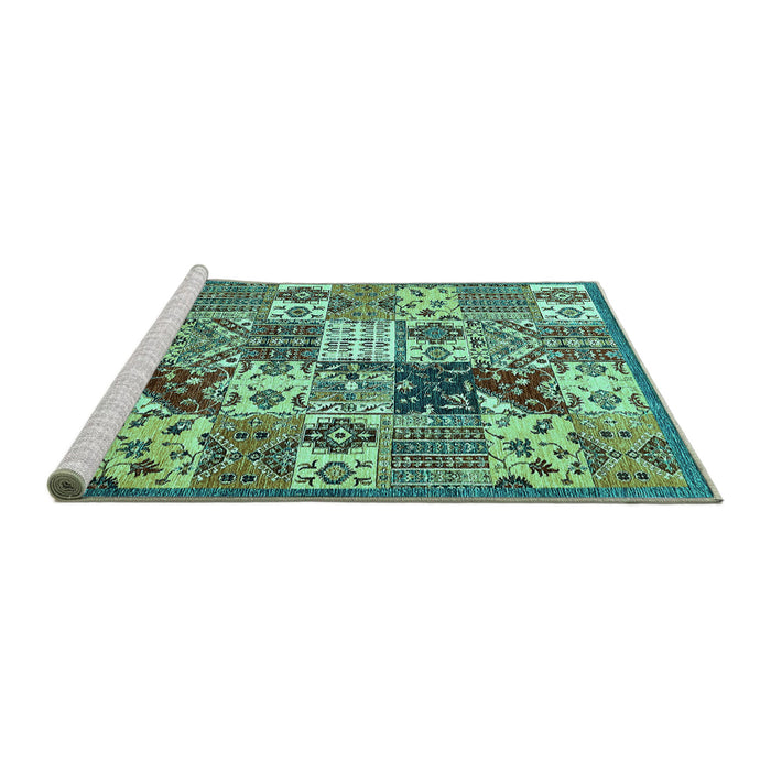 Sideview of Machine Washable Southwestern Turquoise Country Area Rugs, wshabs525turq
