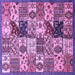 Square Machine Washable Southwestern Purple Country Area Rugs, wshabs525pur