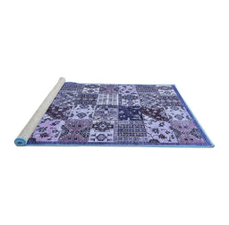 Sideview of Machine Washable Southwestern Blue Country Rug, wshabs525blu