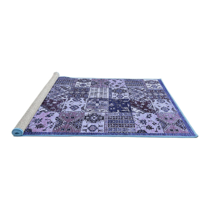 Sideview of Machine Washable Southwestern Blue Country Rug, wshabs525blu