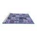 Sideview of Machine Washable Southwestern Blue Country Rug, wshabs525blu