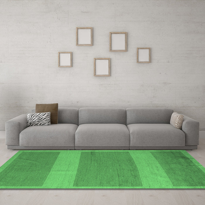 Machine Washable Abstract Emerald Green Modern Area Rugs in a Living Room,, wshabs5260emgrn
