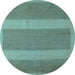 Round Abstract Light Blue Modern Rug, abs5260lblu