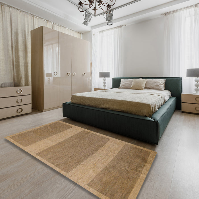 Abstract Light Brown Modern Rug in a Bedroom, abs5260