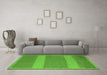 Machine Washable Abstract Green Modern Area Rugs in a Living Room,, wshabs5260grn