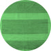 Round Abstract Emerald Green Modern Rug, abs5260emgrn