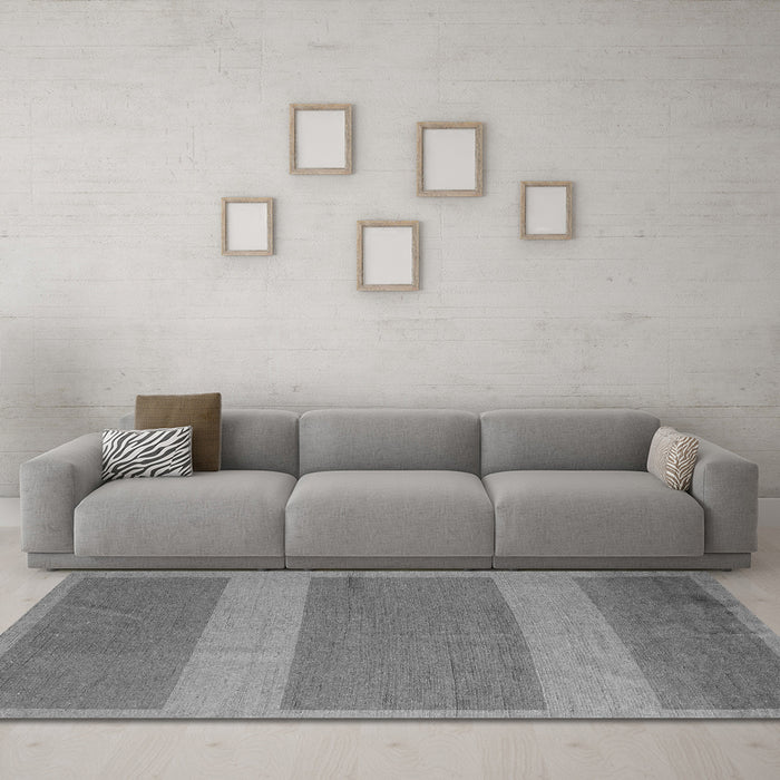 Machine Washable Abstract Gray Modern Rug in a Living Room,, wshabs5260gry