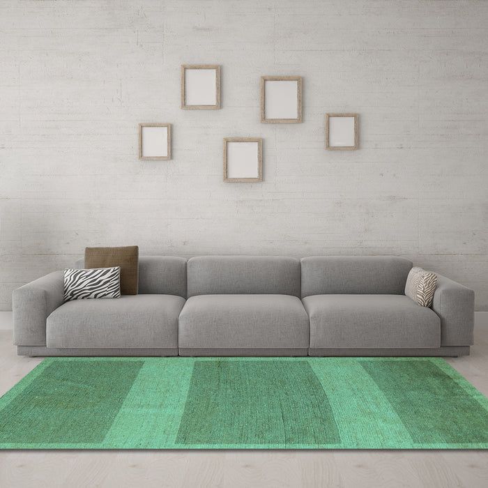Machine Washable Abstract Turquoise Modern Area Rugs in a Living Room,, wshabs5260turq