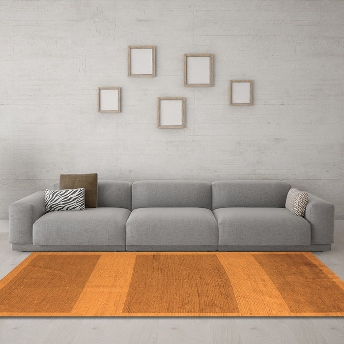 Machine Washable Abstract Orange Modern Area Rugs in a Living Room, wshabs5260org