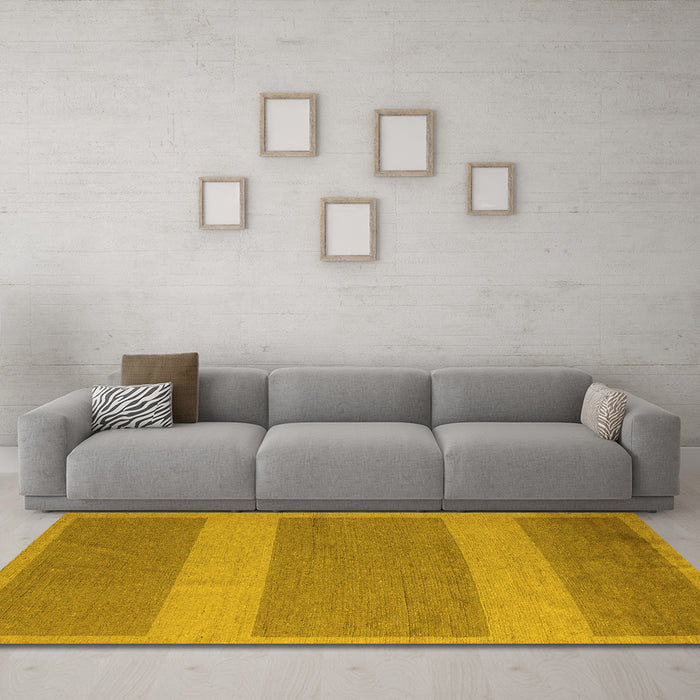 Machine Washable Abstract Yellow Modern Rug in a Living Room, wshabs5260yw