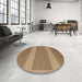 Round Machine Washable Abstract Light Brown Rug in a Office, wshabs5260