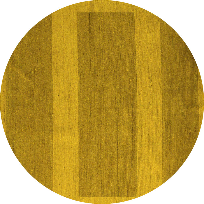 Round Abstract Yellow Modern Rug, abs5260yw