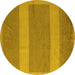 Round Abstract Yellow Modern Rug, abs5260yw