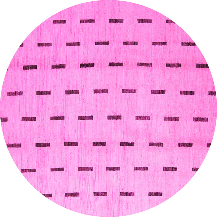 Round Machine Washable Solid Pink Modern Rug, wshabs5261pnk
