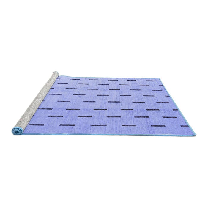 Sideview of Machine Washable Solid Blue Modern Rug, wshabs5261blu