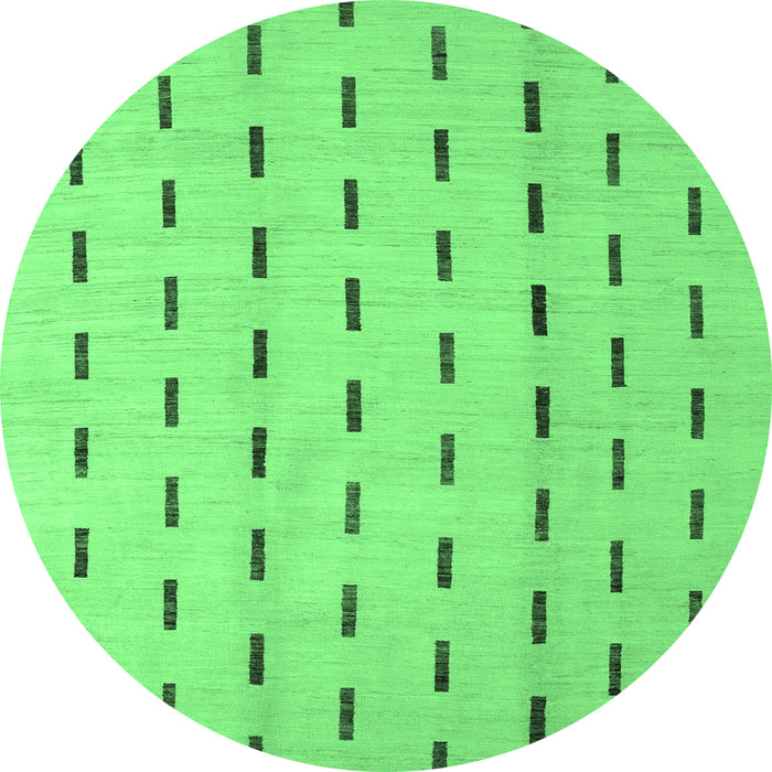 Round Machine Washable Solid Emerald Green Modern Area Rugs, wshabs5261emgrn