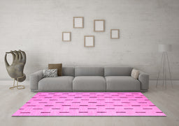 Machine Washable Solid Pink Modern Rug in a Living Room, wshabs5261pnk