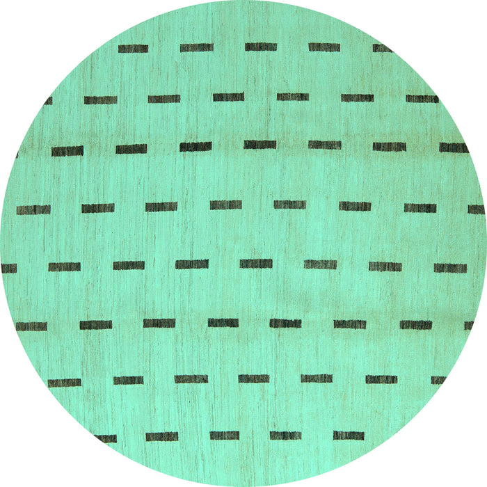 Round Machine Washable Solid Turquoise Modern Area Rugs, wshabs5261turq