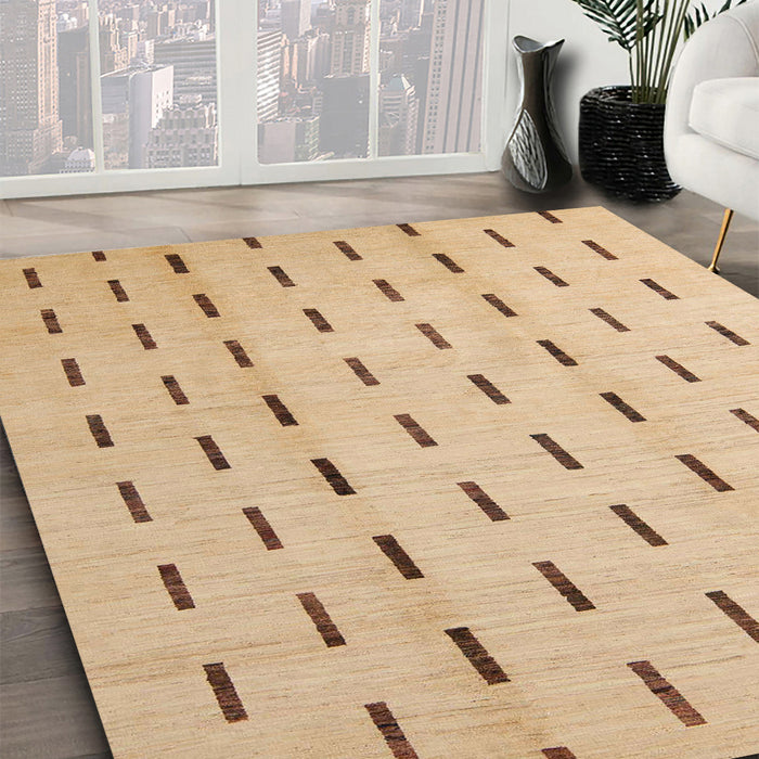 Abstract Yellow Solid Rug in Family Room, abs5261