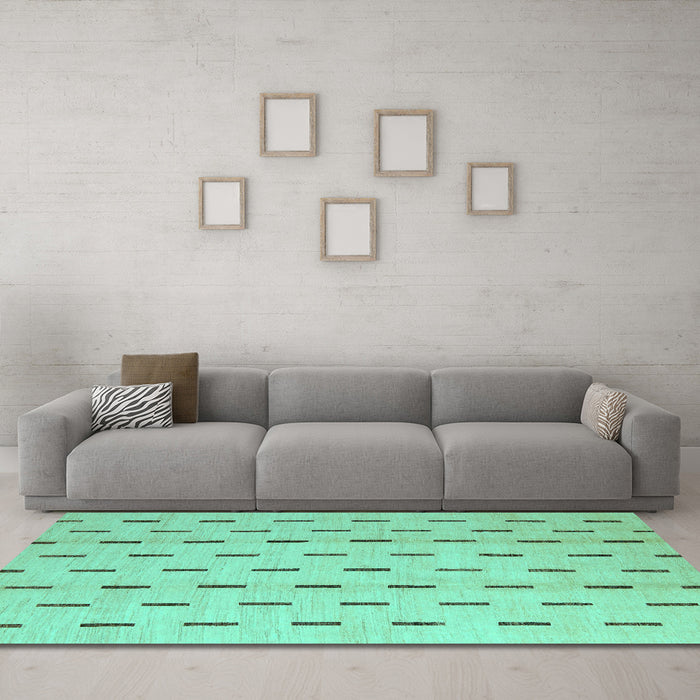 Machine Washable Solid Turquoise Modern Area Rugs in a Living Room,, wshabs5261turq