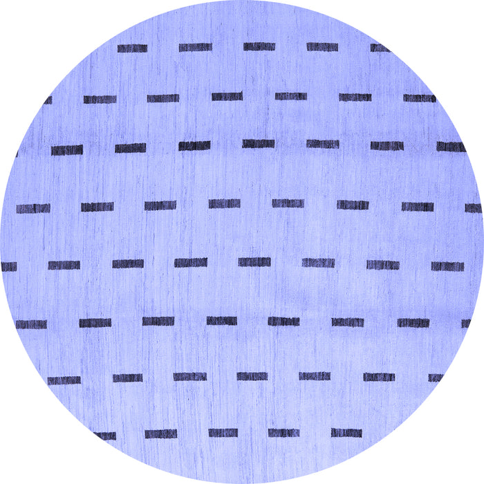 Round Machine Washable Solid Blue Modern Rug, wshabs5261blu