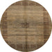 Round Machine Washable Abstract Saddle Brown Rug, wshabs5262