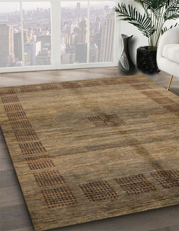 Abstract Saddle Brown Modern Rug in Family Room, abs5262