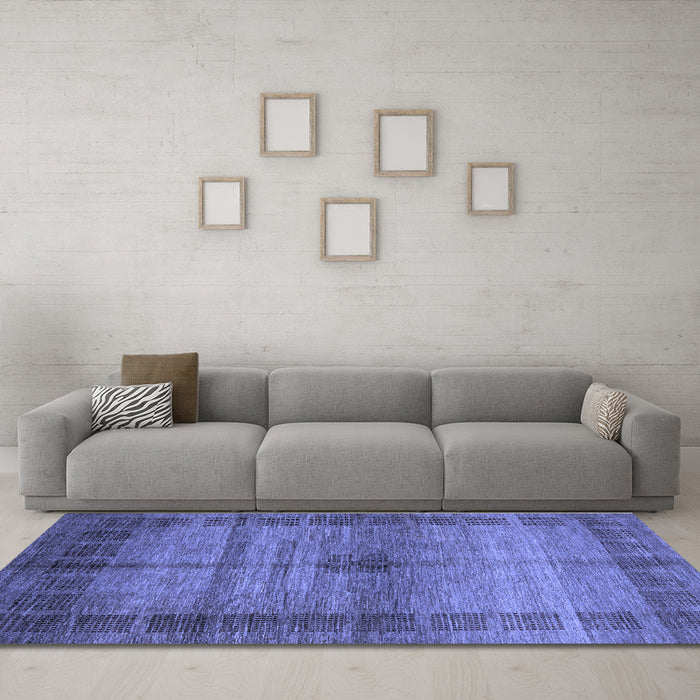 Machine Washable Abstract Blue Modern Rug in a Living Room, wshabs5262blu