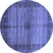 Round Abstract Blue Modern Rug, abs5262blu