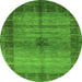 Round Abstract Green Modern Rug, abs5262grn