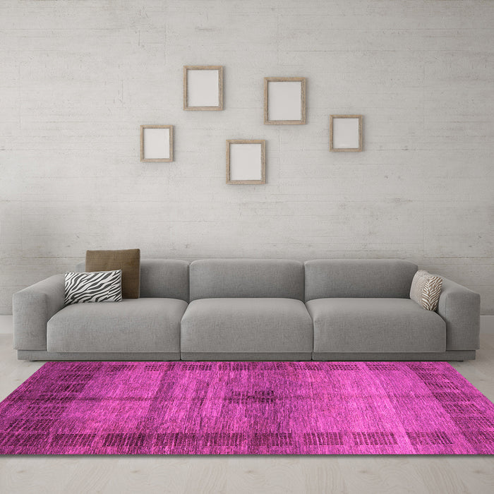 Machine Washable Abstract Pink Modern Rug in a Living Room, wshabs5262pnk