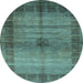 Round Machine Washable Abstract Light Blue Modern Rug, wshabs5262lblu