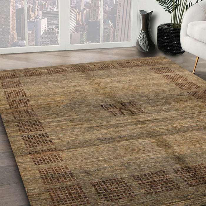 Abstract Saddle Brown Modern Rug in Family Room, abs5262