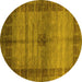 Round Abstract Yellow Modern Rug, abs5262yw