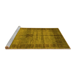 Sideview of Machine Washable Abstract Yellow Modern Rug, wshabs5262yw
