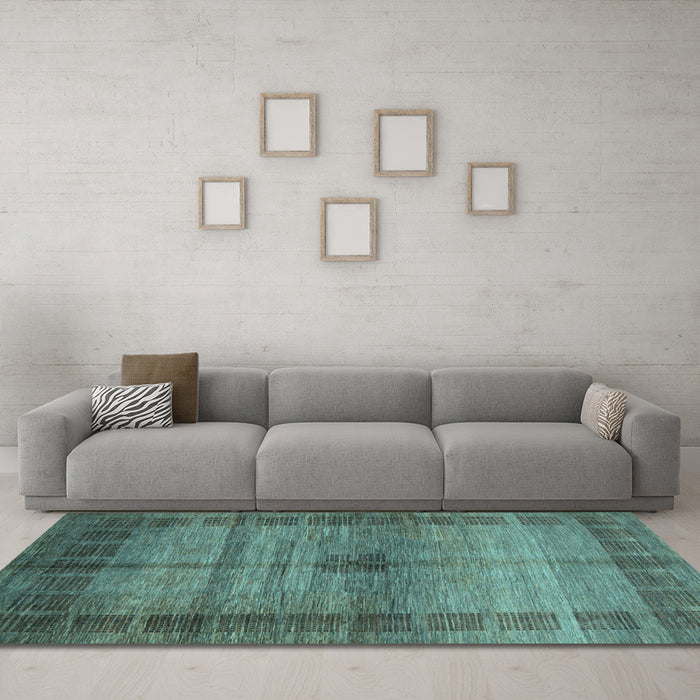 Machine Washable Abstract Light Blue Modern Rug in a Living Room, wshabs5262lblu